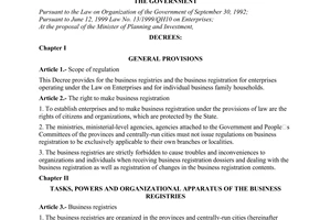 Decree No. 02/2000/ND-CP of February 3, 2000, on business registration
