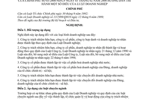 Nghị định 03/2000/NĐ-CP hướng dẫn thi hành điều của Luật Doanh nghiệp