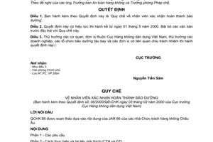 Quyết định 06/2000/QĐ-CHK Quy chế nhân viên xác nhận hoàn thành bảo dưỡng