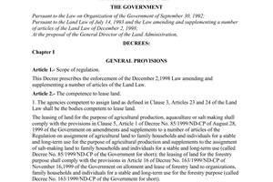 Decree No. 04/2000/ND-CP of February 11, 2000, on enforcement of the law amending and supplementing a number of articles of The Land Law