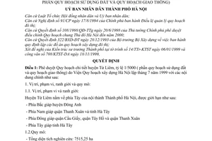 Quyết định 14/2000/QĐ-UB phê duyệt quy hoạch chi tiết huyện Từ Liêm Hà Nội, tỷ lệ 1/5000