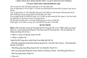 Quyết định 16/2000/QĐ-UB phê duyệt quy hoạch chi tiết quận Hai Bà Trưng - Hà Nội, tỷ lệ 1/2000 phần quy hoạch kiến trúc và quy hoạch giao thông