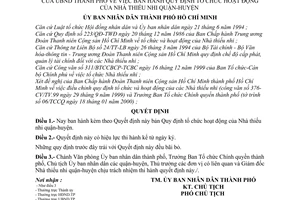 Quyết định 09/2000/QĐ-UB-VX  tổ chức hoạt động Nhà thiếu nhi quận-huyện