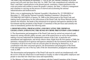 Directive No. 04/2000/CT-TTg of February 17, 2000, on the organization of the enforcement of the penal code