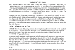 Thông tư liên tịch 05/2000/TTLT-BLĐTBXH-BQP-BCA Điều lệ bảo hiểm xã hội quân đội công an hướng dẫn Nghị định 94/1999/NĐ-CP