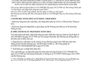 Thông tư 05/2000/TT-BTM điều hành xuất nhập khẩu hàng hoá năm 2000 để hướng dẫn thực hiện Quyết định 242/1999/QĐ-TTg
