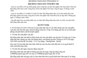 Nghị quyết 11/NQ-HĐND 2000 tờ trình Uỷ ban tỉnh Bến Tre trình tại kỳ họp Hội đồng nhân dân khóa VI