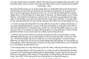 Chỉ thị 04/2000/CT-UB-KT chương trình Hỗ trợ doanh nghiệp hiện đại hóa chi phí thấp tạo ưu thế cạnh tranh tổng hợp  đẩy mạnh xuất khẩu 2000-2003