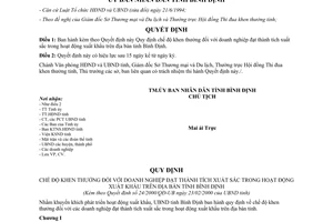 Quyết định 24/2000/QĐ-UB khen thưởng doanh nghiệp đạt thành tích xuất sắc