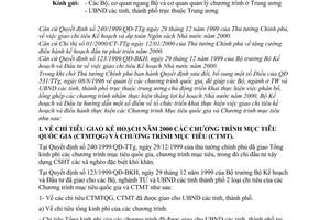 Công văn 678BKH/LĐVX hướng dẫn triển khai các CTMTQG, CTMT trong KH 2000