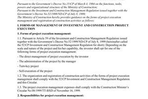 Circular No. 01/2000/TT-BXD of March 1, 2000, guiding forms of management of investment and construction project execution and registration of construction activities