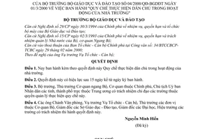 Quyết định 04/2000/QĐ-BGDĐT  Quy chế thực hiện dân chủ trong hoạt động nhà trường