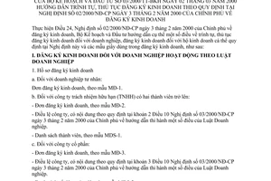Thông tư 03/2000/TT-BKH hướng dẫn trình tự, thủ tục đăng ký kinh doanh theo quy định tại Nghị định 02/2000/NĐ-CP