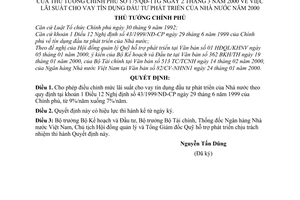 Quyết định 175/2000/QĐ-TTg lãi suất cho vay tín dụng đầu tư phát triển Nhà nước năm 2000