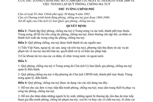 Quyết định 31/2000/QĐ-TTg thành lập Quỹ phòng, chống ma tuý