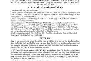 Quyết định 23/2000/QĐ-UB chuyển nhượng hợp đồng thuê nhà, lệ phí chuyển nhượng hợp đồng thuê nhà ở thuộc sở hữu Nhà nước thành phố Hà Nội