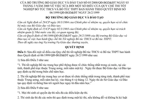 Quyết định 05/2000/QĐ-BGDĐT quy chế thi tốt nghiệp bổ túc THCS và bổ túc THPT sửa đổi Quyết định 06/1999/QĐ-BG&ĐT