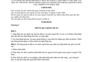 Nghị định 06/2000/NĐ-CP hợp tác đầu tư với nước ngoài trong lĩnh vực khám chữa bệnh, giáo dục đào tạo, nghiên cứu khoa học