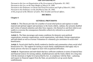 Decree No. 07/2000/ND-CP of March 9, 2000, on social relief policies