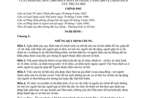 Nghị định 07/2000/NĐ-CP chính sách cứu trợ xã hội