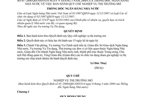 Quyết định 85/2000/QĐ-NHNN14  Quy chế nghiệp vụ thị trường mở