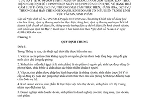 Thông tư 04/2000/TT-BYT hàng hoá cấm lưu thông,dịch vụ thương mại cấm thực hiện,hạn chế kinh doanh, kinh doanh có điều kiện lĩnh vực vắcxin,sinh phẩm
