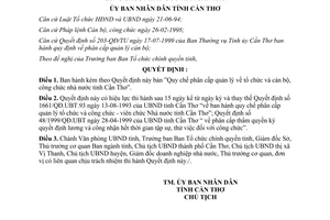 Quyết định 22/2000/QĐ-UB Quy chế phân cấp quản lý về tổ chức và cán bộ