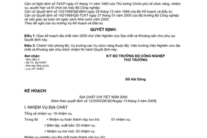 Quyết định 12/2000/QĐ-BCN  giao kế hoạch địa chất năm 2000