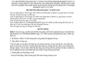 Quyết định 06/2000/QĐ-BGDĐT Quy chế thi tốt nghiệp tiểu học sửa đổi Quyết định 12/1999/QĐ-BGD&ĐT