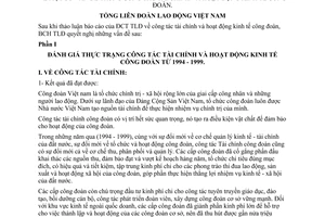 Nghị quyết 4a/NQ-TLĐ công tác tài chính hoạt động kinh tế công đoàn
