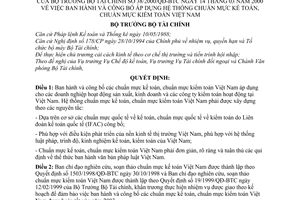 Quyết định 38/2000/QĐ-BTC Hệ thống chuẩn mực kế toán, chuẩn mực kiểm toán Việt Nam