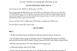 Quyết định 90/QĐ.UB năm 2000 tổ chức chế độ công an xã Lào Cai