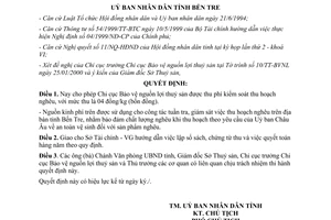 Quyết định 650/QĐ-UB năm 2000 thu phí kiểm soát thu hoạch nghêu Bến Tre
