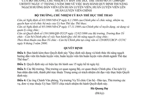 Quyết định 357/2000/QĐ-UBTDTT quy định thi nâng ngạch hướng dẫn viên lên huấn luyện viên, huấn luyện viên lên huấn luyện viên chính