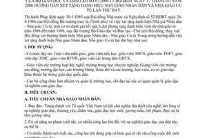 Thông tư 07/2000/TT/BGDĐT hướng dẫn xét tặng danh hiệu Nhà giáo nhân dân và nhà giáo ưu tú lần thứ bảy