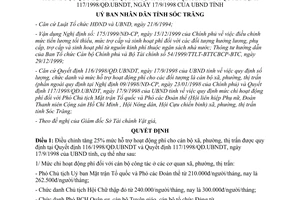 Quyết định 81/2000/QĐ.UBNDT về tăng 25% mức hỗ trợ hoạt động phí cho cán bộ xã