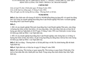 Nghị định 10/2000/NĐ-CP quy định tiền lương tối thiểu trong các doanh nghiệp