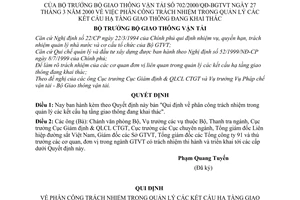 Quyết định 702/2000/QĐ-BGTVT phân công trách nhiệm trong quản lý kết cấu hạ tầng giao thông đang khai thác