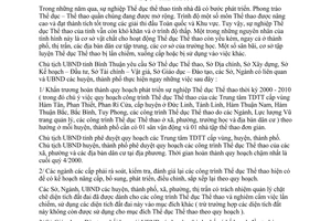 Chỉ thị 10/2000/CT-UBBT quản lý quy hoạch đất phục vụ sự nghiệp Thể dục Thể thao Bình Thuận