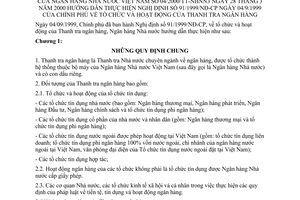 Thông tư 04/2000/TT-NHNN3 tổ chức và hoạt động của Thanh tra Ngân hàng để hướng dẫn thực hiện Nghị định 91/1999/NĐ-CP
