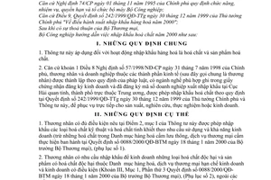 Thông tư 01/2000/TT-BCN điều hành xuất nhập khẩu hàng hoá năm 2000 để hướng dẫn nhập khẩu hoá chất năm 2000 theo Quyết định 242/1999/QĐ-TTg