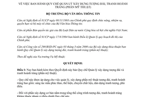 Quyết định 05/2000/QĐ-BVHTT quy chế quản lý xây dựng tượng đài, tranh hoành tráng (phần mỹ thuật)