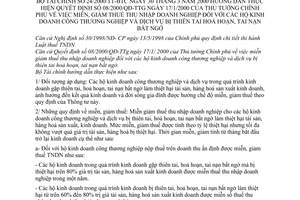 Thông tư 24/2000/TT-BTC miễn, giảm thuế thu nhập doanh nghiệp hộ kinh doanh công thương nghiệp và dịch vụ bị thiên tai, hoả hoạn, tai nạn bất ngờ