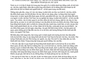 Chỉ thị 07/2000/CT-TTg tăng cường giữ gì trật tự an toàn vệ sinh môi trường địa điểm tham quan du lịch