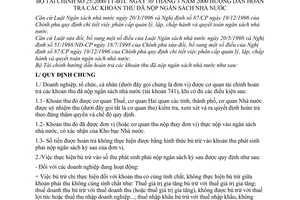 Thông tư 25/2000/TT-BTC hướng dẫn hoàn trả các khoản thu đã nộp ngân sách Nhà nước