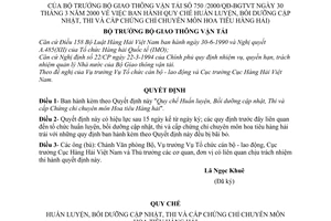 Quyết định 750/2000/QĐ-BGTVT Quy chế Huấn luyện, bồi dưỡng cập nhật, thi và cấp chứng chỉ chuyên môn Hoa tiêu hàng hải