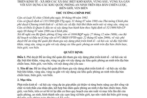 Quyết định 277/QĐ-TTg Đề án quân đội xây dựng KTXH xã đặc biệt khó khăn, vùng sâu,xa, xây dựng quốc phòng an ninh chiến lược,biên giới,ven biển