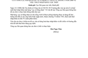 Công văn 791/TCHQ-KTTT thuế nhập khẩu cọc thép