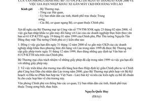 Công văn 753/VPCP0-KTTH gia hạn nhập khẩu xe gắn máy CKD đổi hàng với Lào