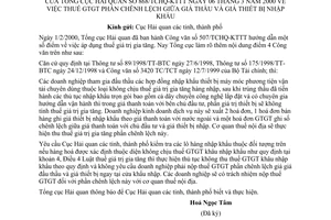 Công văn 868/TCHQ-KTTT thuế giá trị gia tăng giữa giá thầu và giá thiết bị nhập khẩu